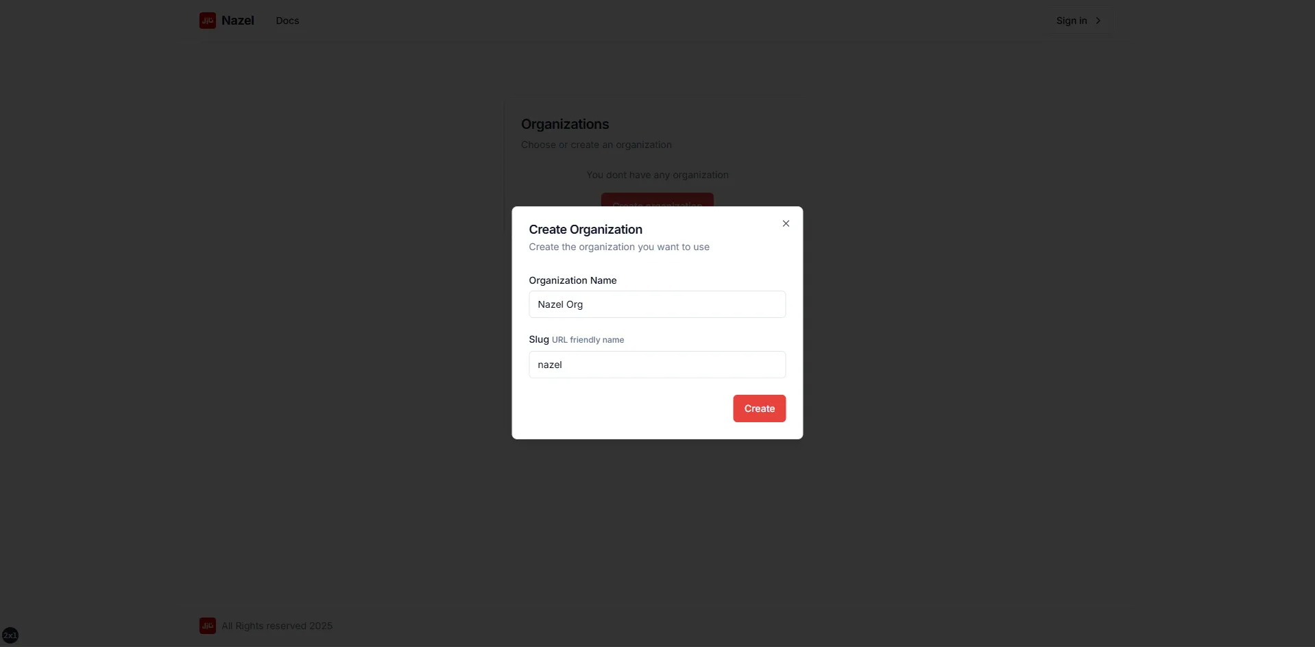 create an organization organization