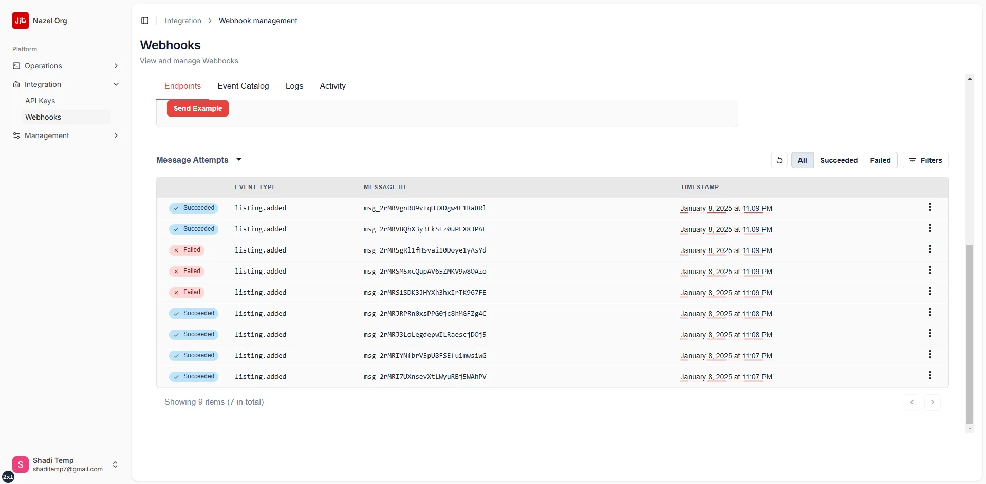 Event History Webhooks